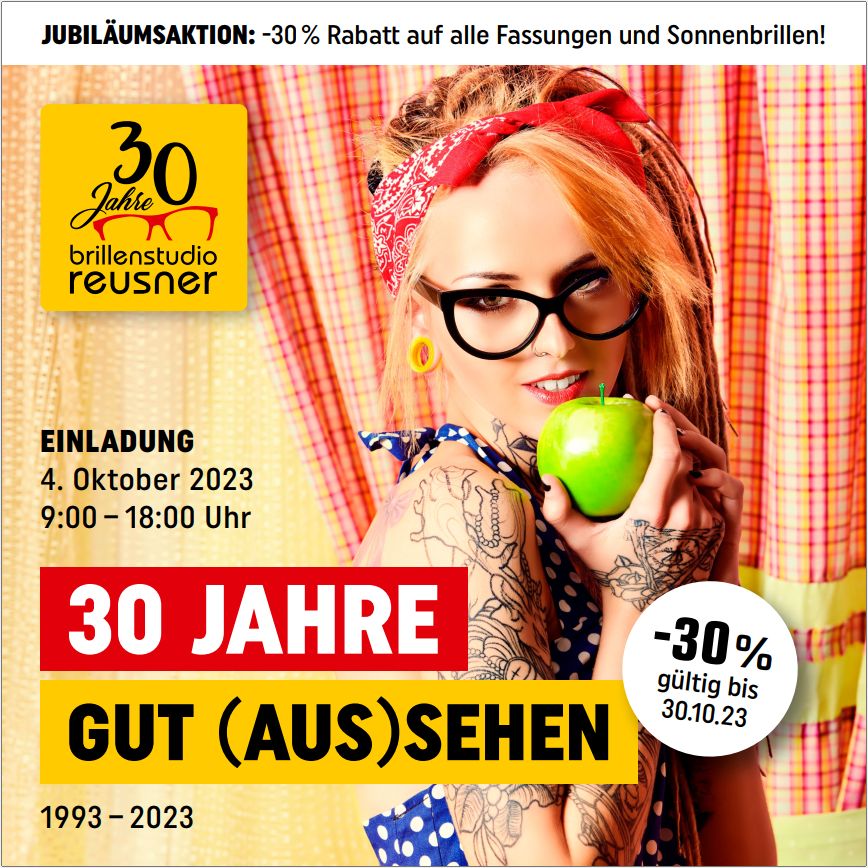 Rabattaktion 30 Jahre.